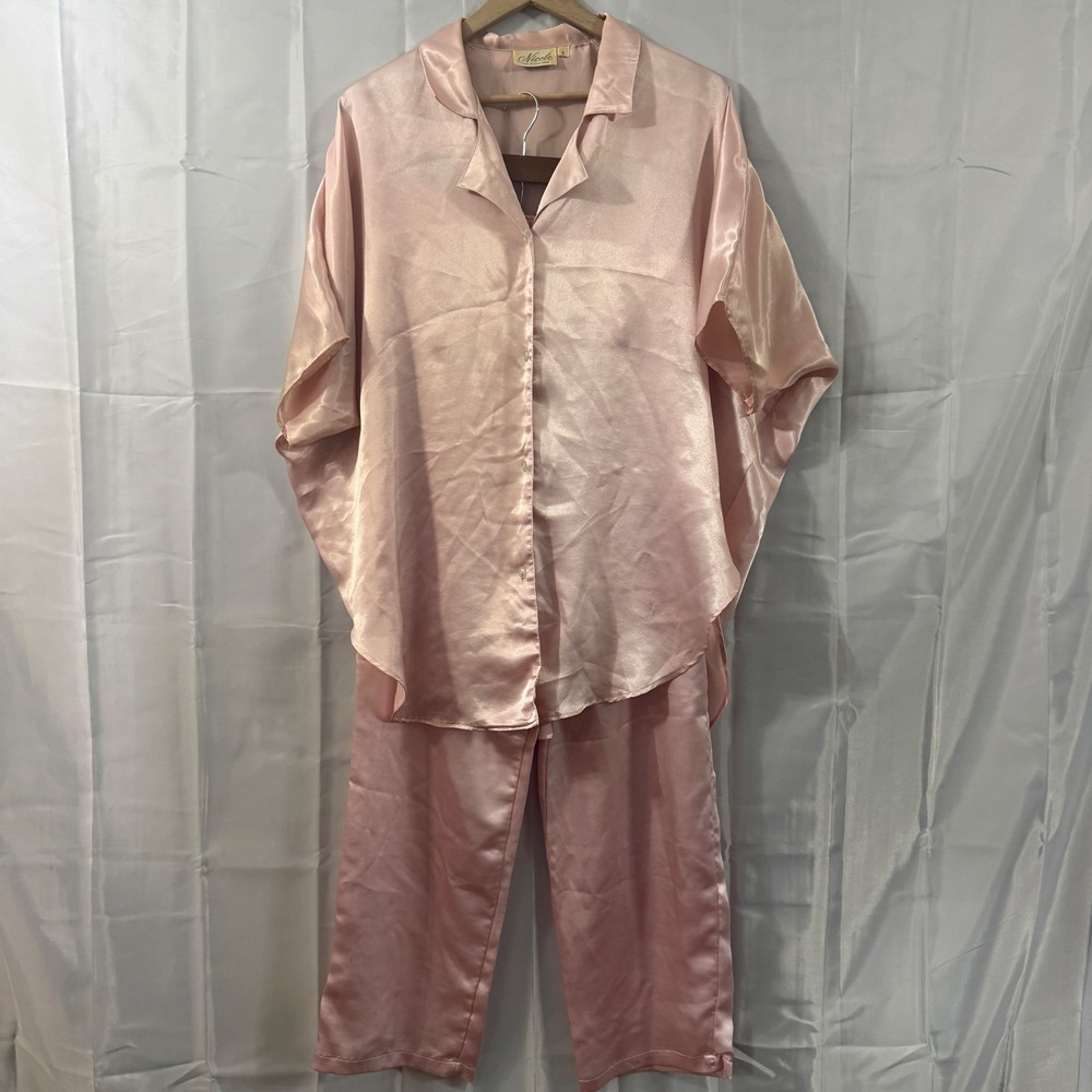 Nicole Vintage Pink Satin Pajama Set Womens Small Short Sleeve Itimate Sexy S